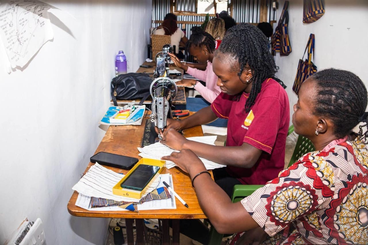 Training of Knitting at a temporary centre.